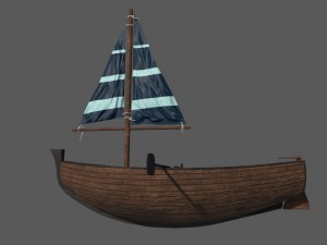 wooden sailling boat Model 3D
