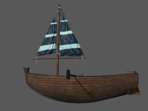 wooden sailling boat 3D Model