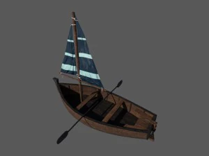 wooden sailling boat 3D Model