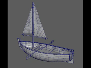 wooden sailling boat 3D Model