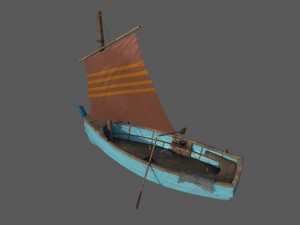 wooden fisher boat 3D Model