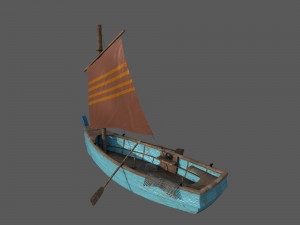 wooden fisher boat 3D Model
