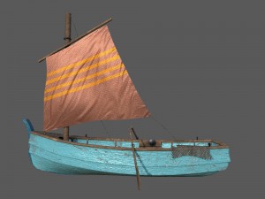 wooden fisher boat 3D Model