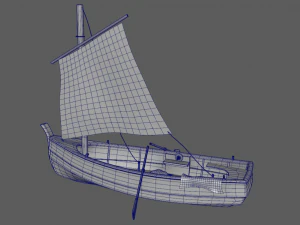 wooden fisher boat 3D Model