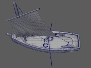 wooden fisher boat 3D Model