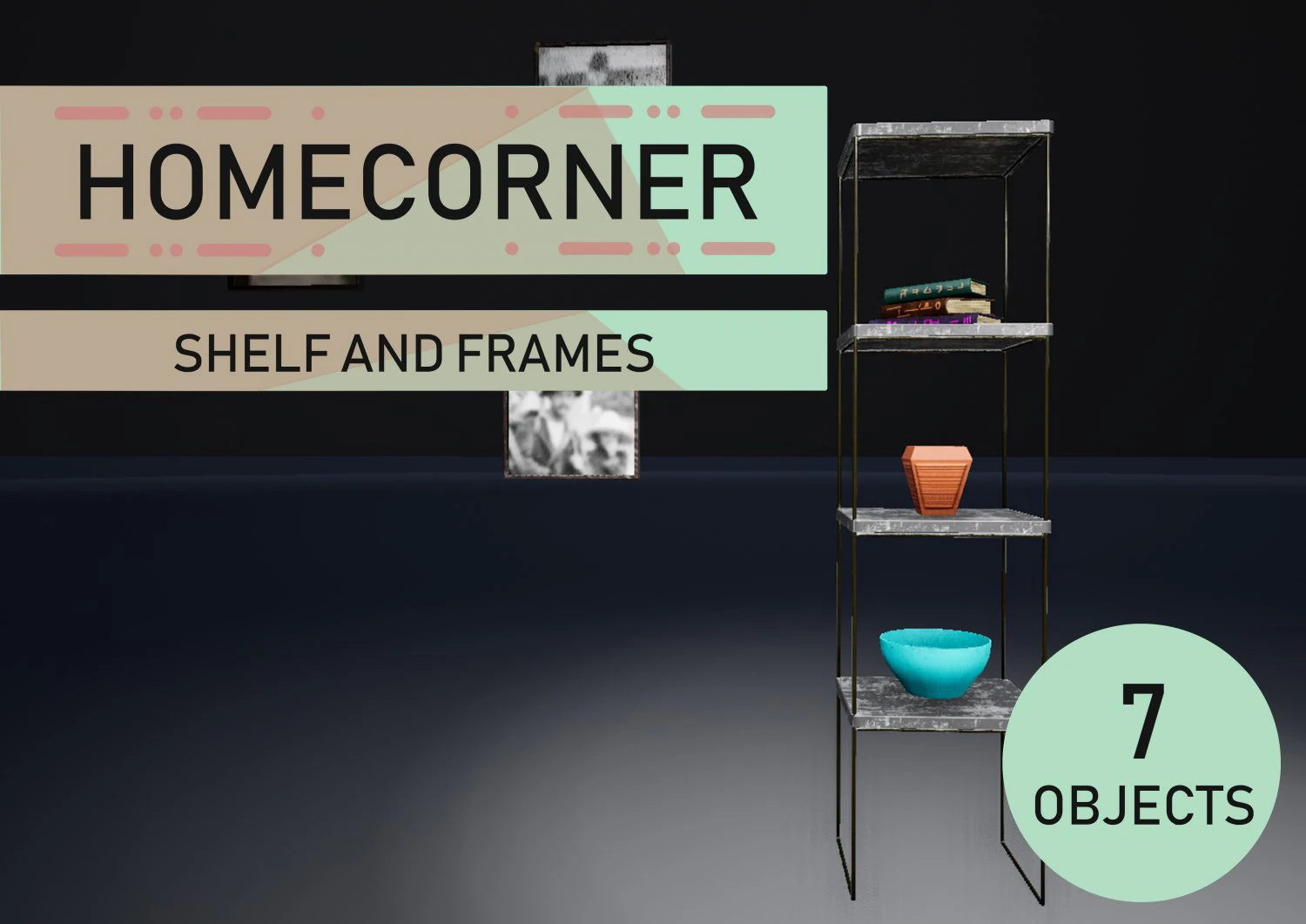shelf and frames 3D Model .c4d .max .obj .3ds .fbx .stl .blend 