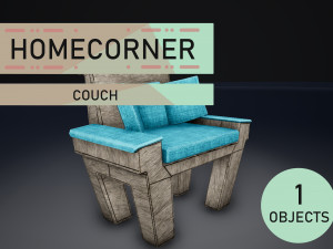 wooden couch 3D Model
