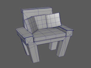 wooden couch Modello 3D