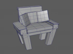 wooden couch 3D Model