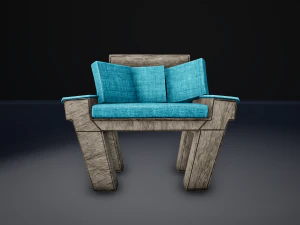 wooden couch 3D Model