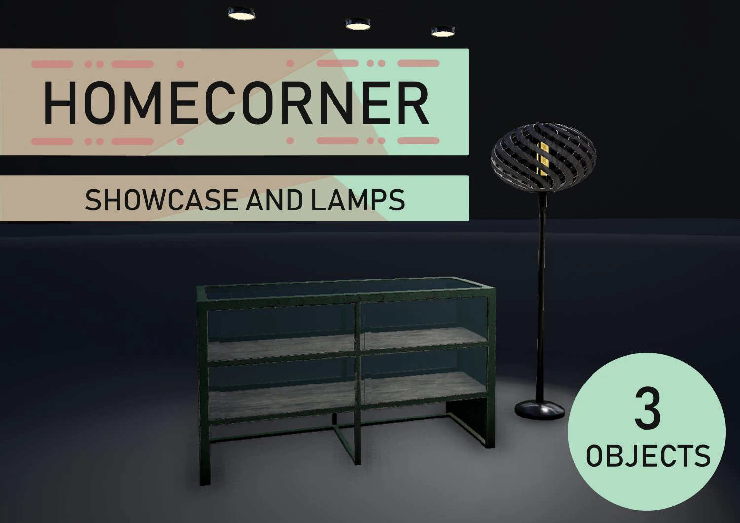 showcase and lamps 3D Model .c4d .max .obj .3ds .fbx .stl .blend 