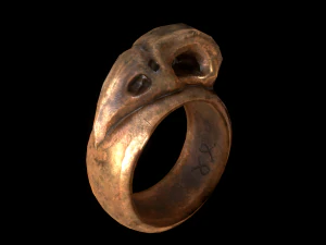 anello con teschio di corvo realistico Modello 3D