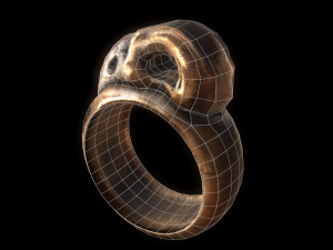 realistic raven skull ring 3D Модель
