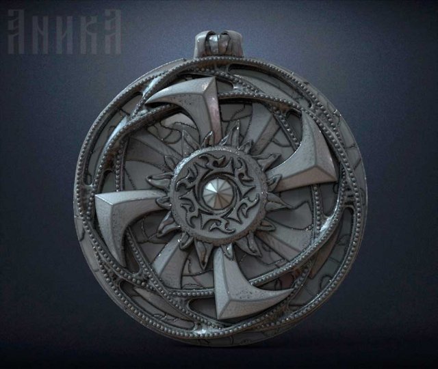 jewelry pendant ancient slavic kolovrat 3D-printmodel .c4d .max .obj .3ds .fbx .stl .blend 