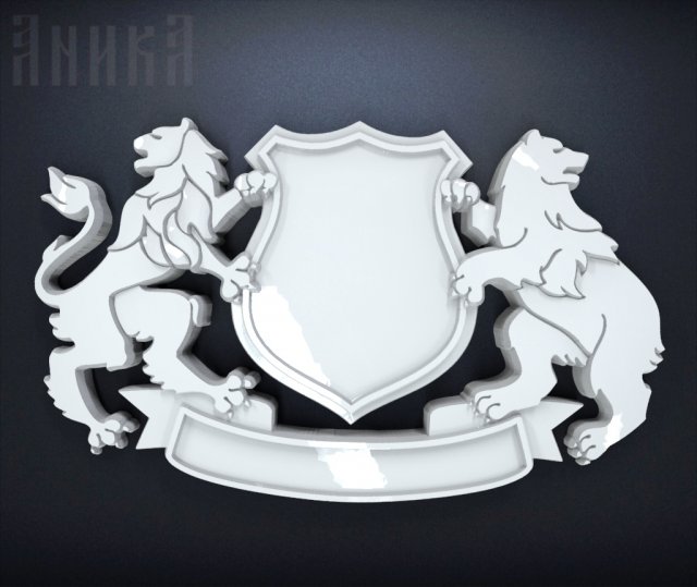 base for coat of arms with shield bear and lion 3Dプリントモデル .c4d .max .obj .3ds .fbx .stl .blend 