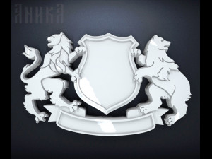 base for coat of arms with shield bear and lion 3D Print Model