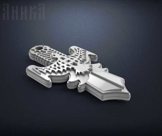 pendant amulet falcon taking off 3D Print Model .c4d .max .obj .3ds .fbx .stl .blend