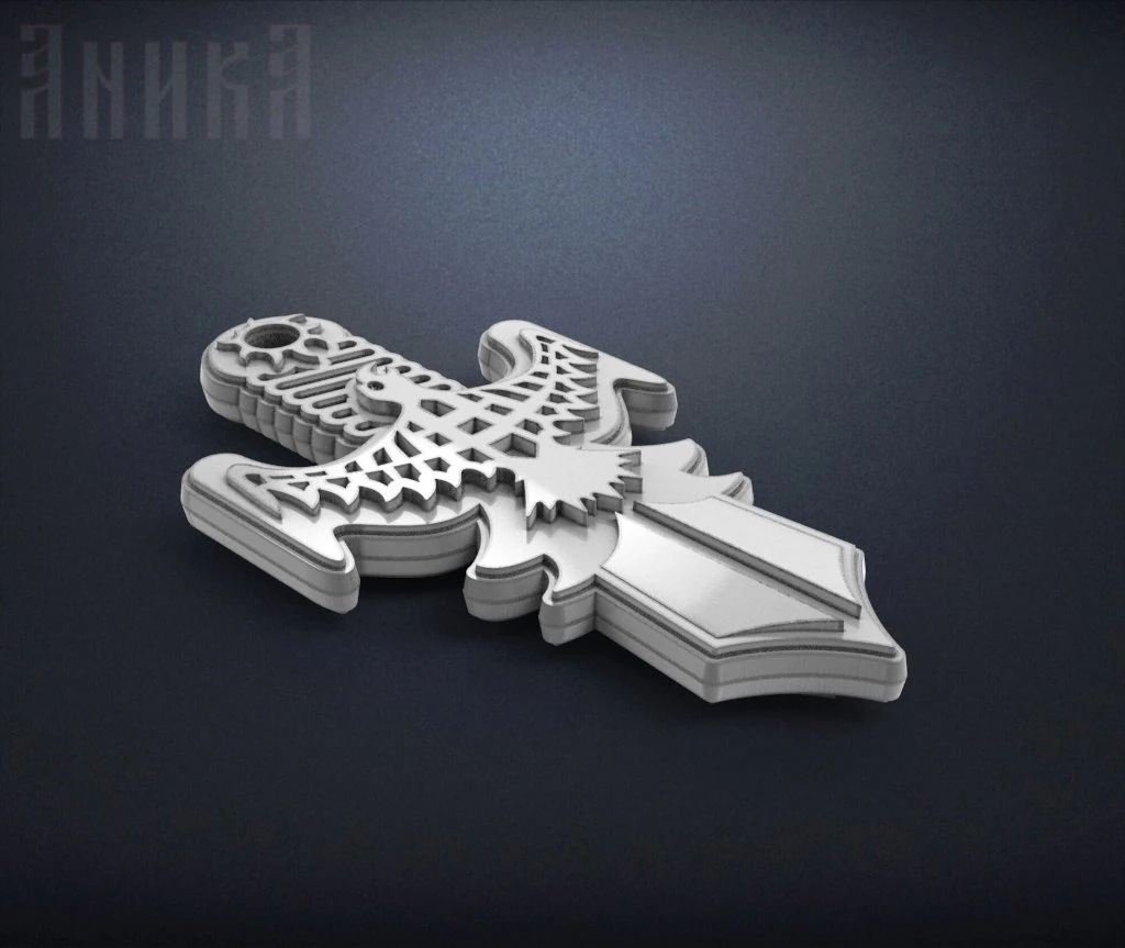 pendant amulet falcon taking off 3D Print Model .c4d .max .obj .3ds .fbx .stl .blend 
