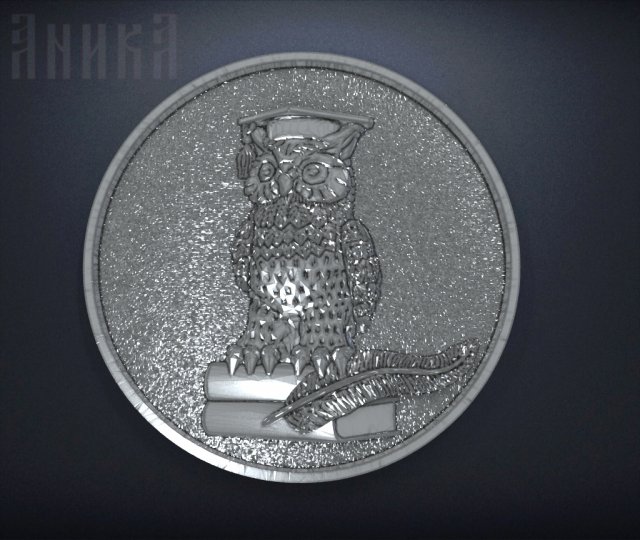 sign of wise owl in a circle Model do druku 3D .c4d .max .obj .3ds .fbx .stl .blend