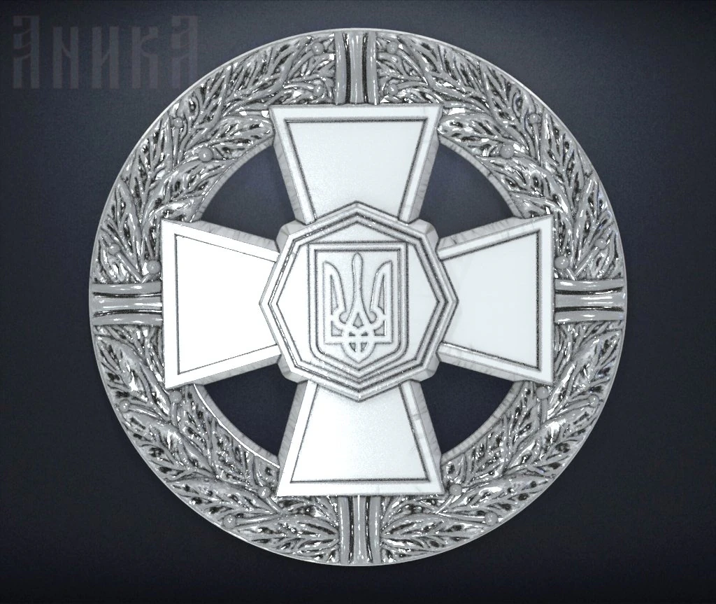 beret badge of the national guard of ukraine 3D Print Model .c4d .max .obj .3ds .fbx .stl .blend