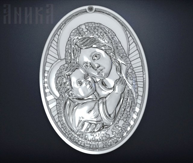pendant virgin mary with baby christ 3D-Druckmodell .c4d .max .obj .3ds .fbx .stl .blend 