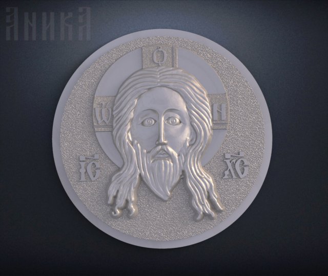 badge face of christ 3D-printmodel .c4d .max .obj .3ds .fbx .stl .blend 