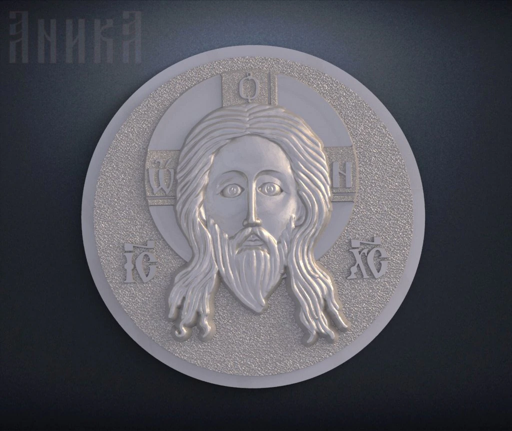 badge face of christ 3D Print Model .c4d .max .obj .3ds .fbx .stl .blend 
