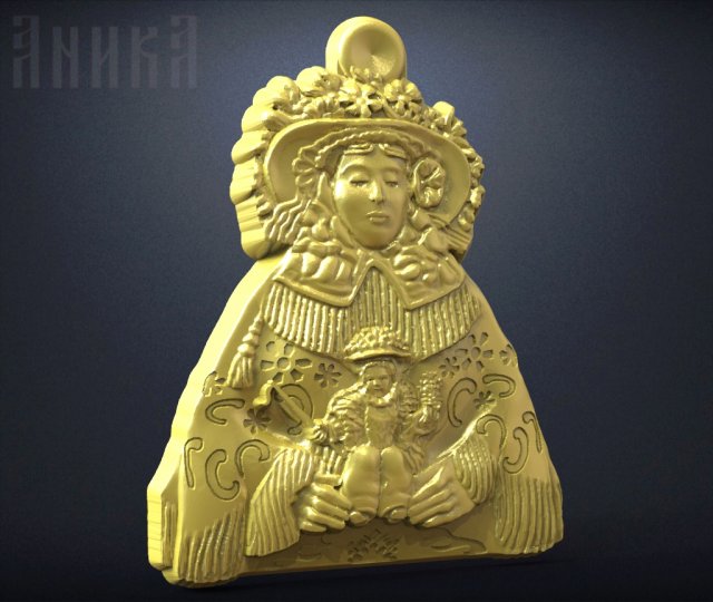 amulet de la virgen del rocio 3D Принт Модель .c4d .max .obj .3ds .fbx .stl .blend 