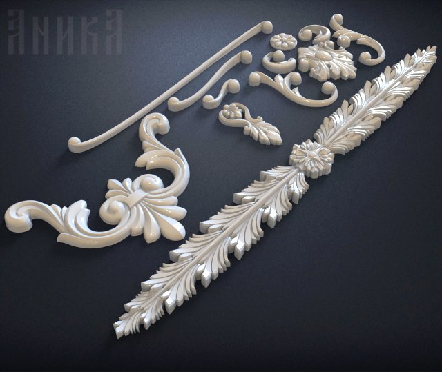 15 elements of furniture decor 3D 프린트 모델 .c4d .max .obj .3ds .fbx .stl .blend
