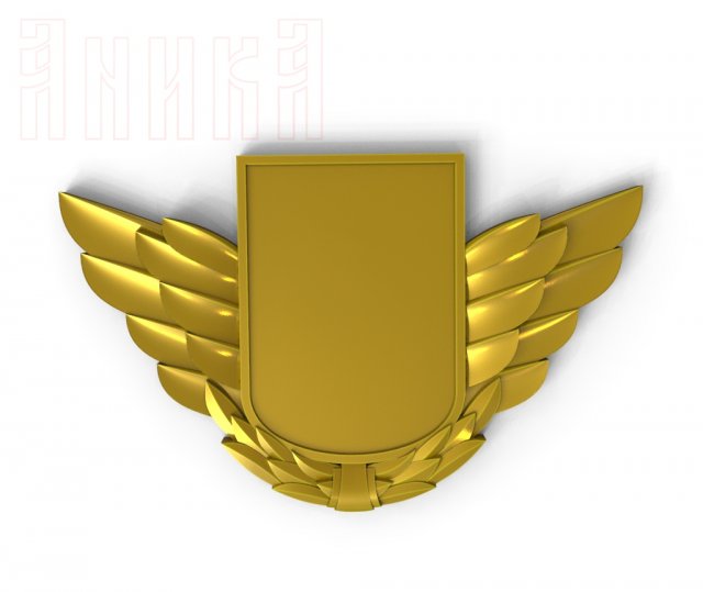badge with shield and wings Modelo de impresión 3D .c4d .max .obj .3ds .fbx .stl .blend 