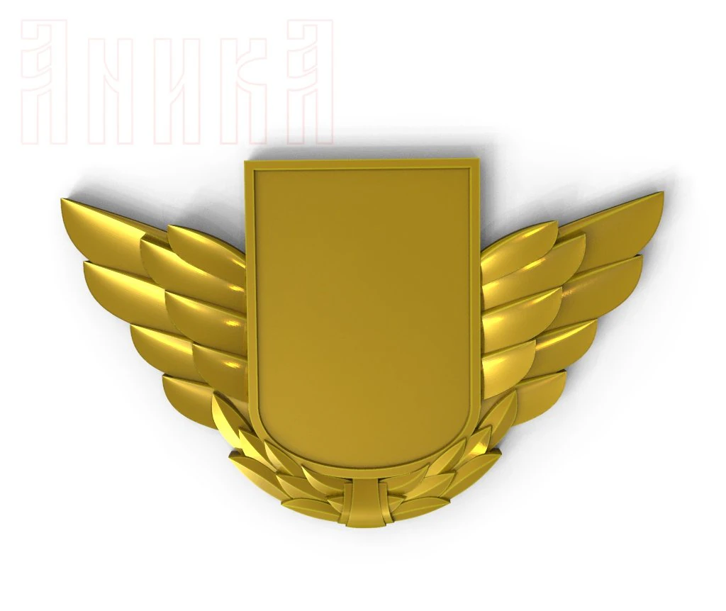 badge with shield and wings 3D Print Model .c4d .max .obj .3ds .fbx .stl .blend 