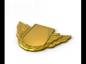 badge with shield and wings 3D Print Model
