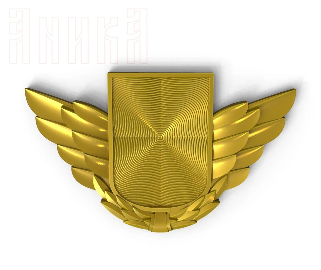 badge with shield wings and background 3D Print Model .c4d .max .obj .3ds .fbx .stl .blend 