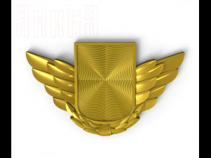 badge with shield wings and background 3D Print Model