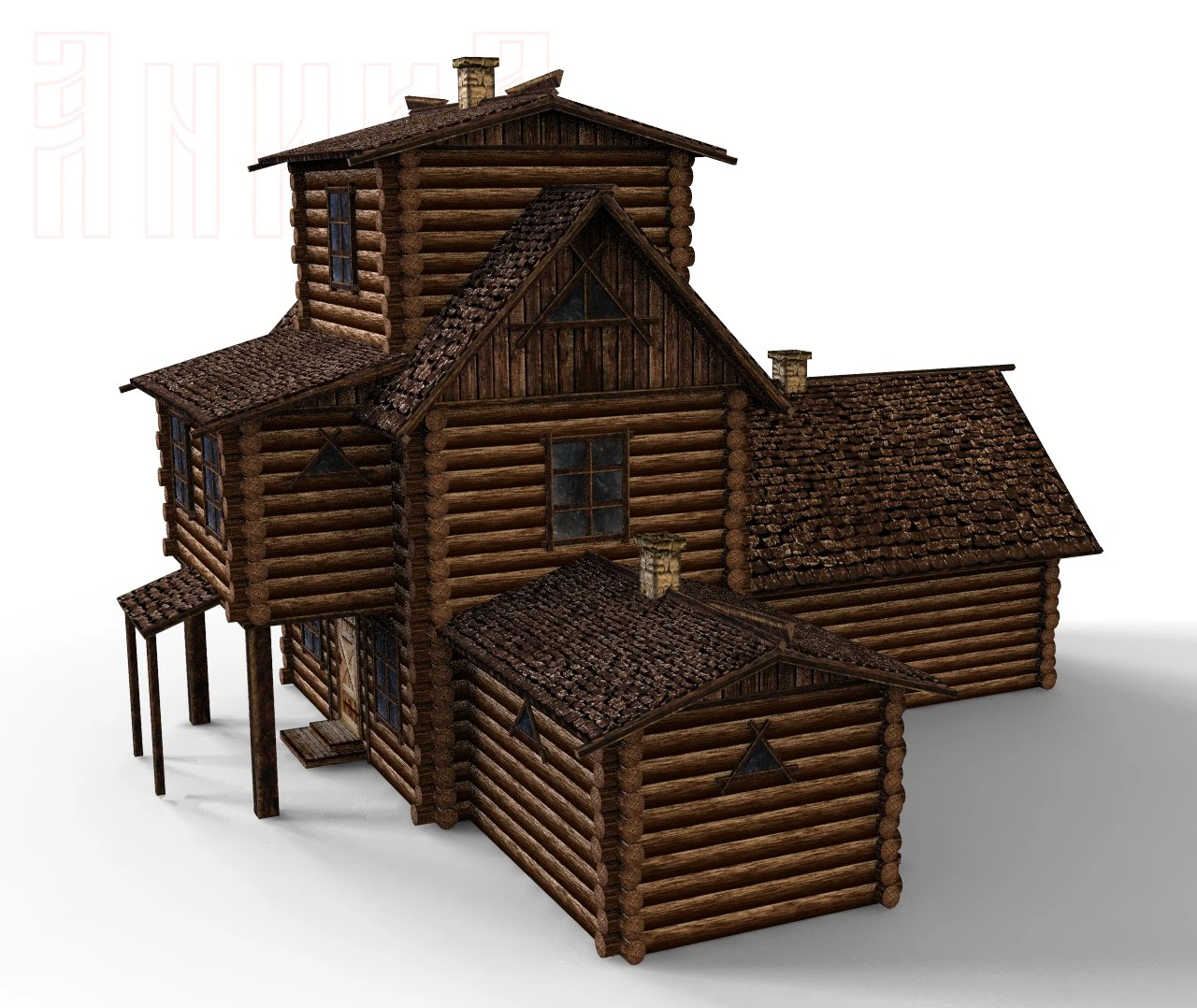 constructor of wooden fortresses 3D Model .c4d .max .obj .3ds .fbx .stl .blend 