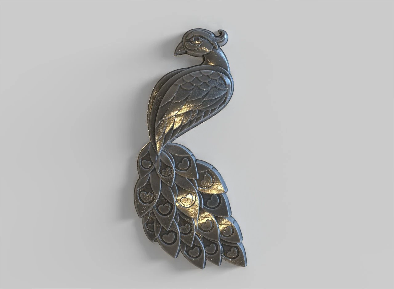 Badge Peacock 3D Print Model .c4d .max .obj .3ds .fbx .stl .blend 