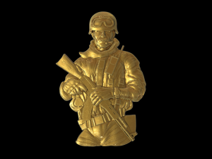 Warrior in combat gear and with an AK-47 assault rifle Modelo de Impressão 3D