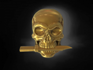 Skull with knife 3D Print Model