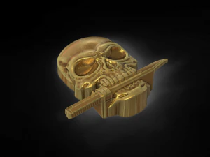 Skull with knife 3D Print Model
