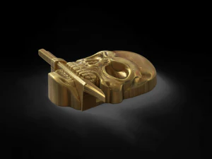 Skull with knife 3D Print Model