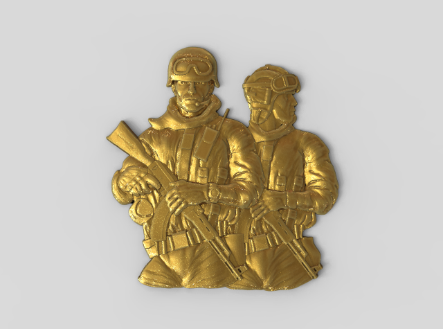 Two soldiers in combat gear and with AK-47 assault rifles Modelo de Impressão 3D .c4d .max .obj .3ds .fbx .stl .blend 