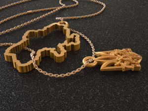 Pendant with a map of Ukraine and the original trident 3D 打印模型