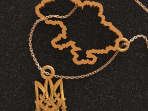 Pendant with a map of Ukraine and the original trident 3D Print Model