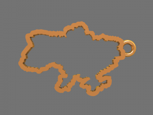 Pendant with a map of Ukraine and the original trident 3D 打印模型