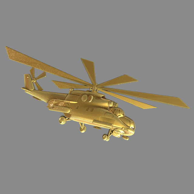 Helicopter MI 24 side view 3D Принт Модель .c4d .max .obj .3ds .fbx .stl .blend 