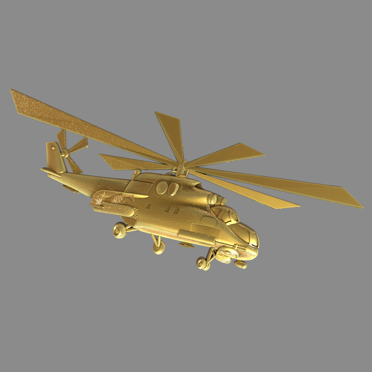 Helicopter MI 24 side view 3D Print Model .c4d .max .obj .3ds .fbx .stl .blend 