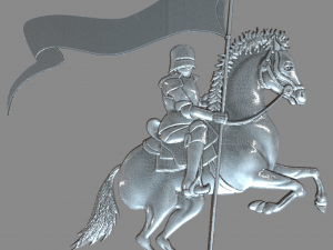 Knight on horseback and banner 3D Print Model