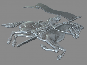 Knight on horseback and banner 3D 프린트 모델