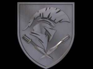 Knight helmet and swords on a shield 3D-Druckmodell