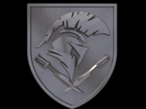 Knight helmet and swords on a shield 3D Print Model